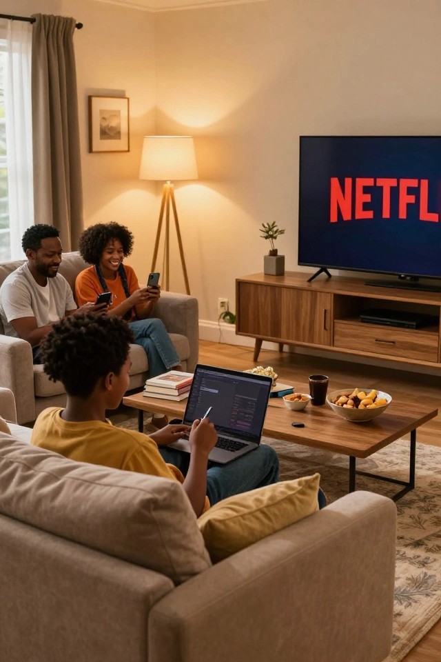 Family enjoying fast internet in Wiyumirire Laikipia — streaming Netflix and working from home